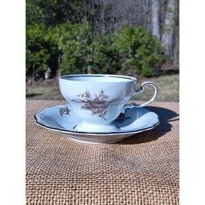 Vintage Johann Haviland Sepia Rose Tea Cup Saucer Coffee Mug Set Bavaria Germany